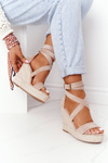 Босоніжки на танкетці з косами Бежеві Lanzarote