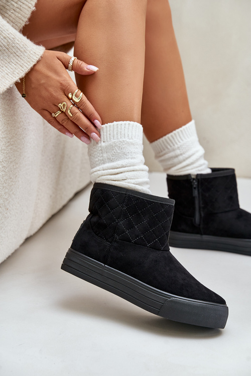 Снігові черевики на блискавці, утеплені хутром Big Star OO274A522 Чорні