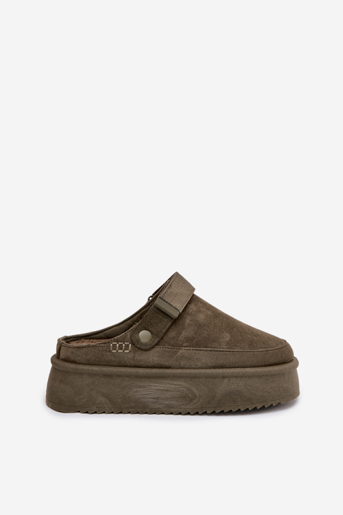 Жіночі зимові чоботи на платформі з велкро темно-зелені Jorielle