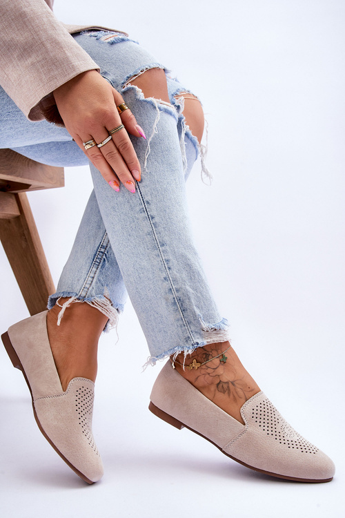 Замшеві зручні лофери бежеві Giovana