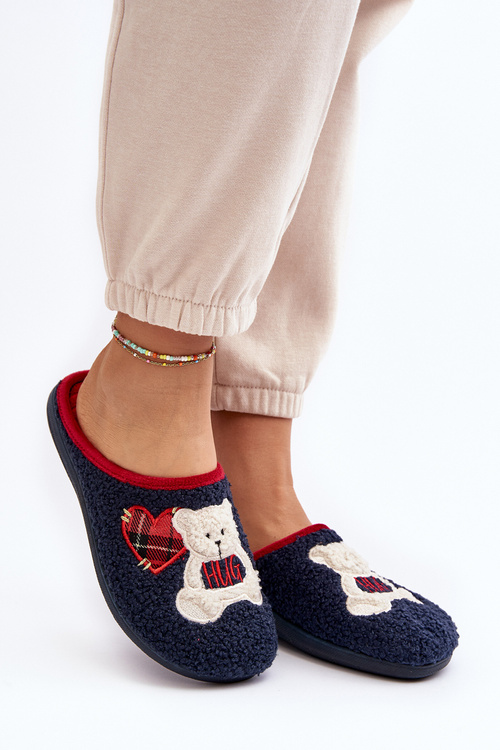 Жіночі домашні тапочки Мюлі з синім ведмедиком Inblu EC000095 Темно-синій