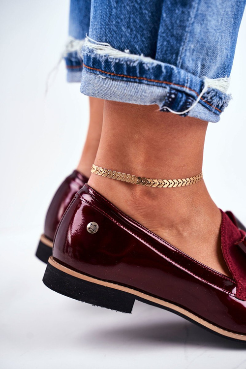 Жіночі напівчеревики Maciejka лаковані лофери бордові 04099-44/00-1