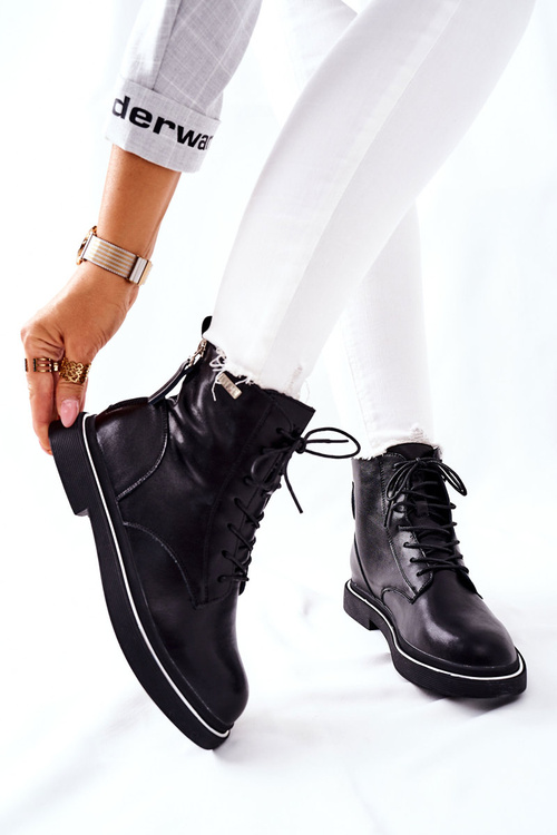 Жіночі шкіряні високі чоботи GOE II2N4014 Чорні