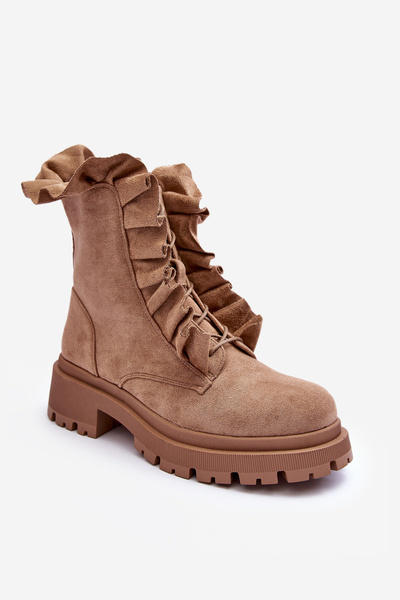 Замшеві чоботи Workery Beige Nacelle на плоскій каблуці