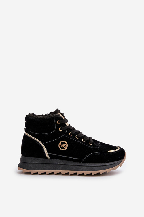 Черевики спортивні жіночі утеплені на платформі чорні Ariatte