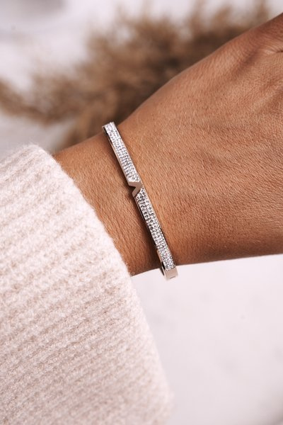 Сталевий браслет з кубічним цирконієм з рожевого золота Venus