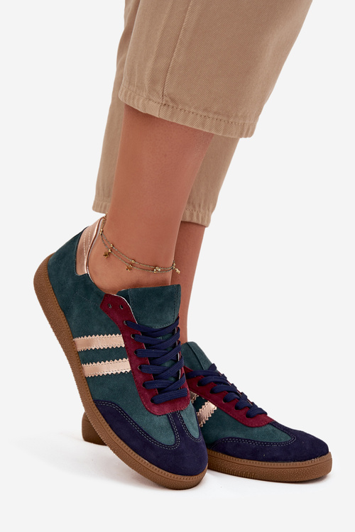 Zazoo N1068 Замшеві Низькі Кросівки Жіночі Темно-зелений