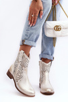 Жіночі шкіряні ковбойські чоботи Zazoo 3305/2 золоті