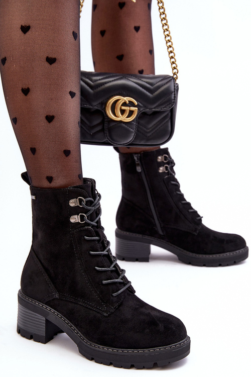 Чорні жіночі ботильйони на низьких підборах від Adinail