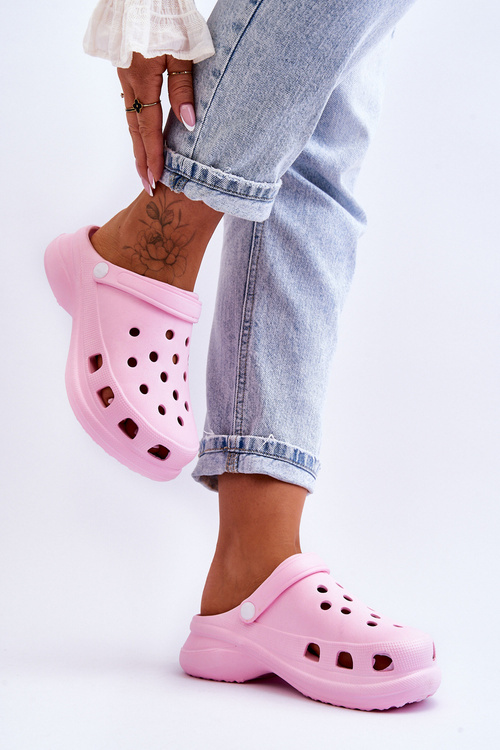 Поролонові босоніжки Crocs на масивній підошві Pink Katniss