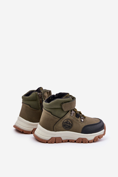 Утеплені дитячі зимові трекінгові черевики на блискавці Темно-зелені Теміша