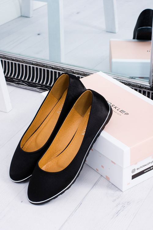 Жіночі елегантні атласні чорні балерини Comiko