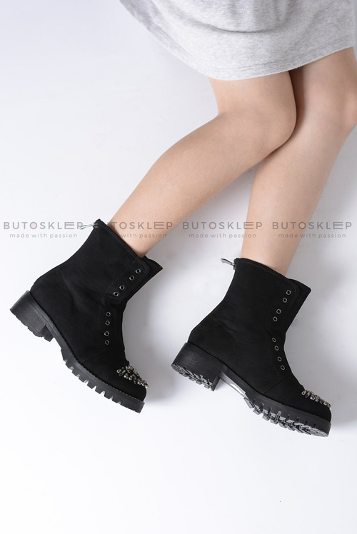 Дитячі ботильйони LittleCarrie із чорної замші з кубічним цирконієм