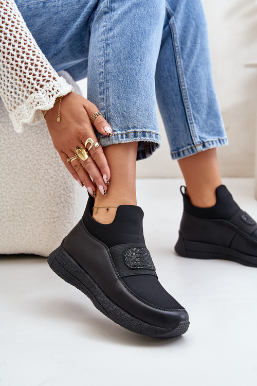 Спортивне взуття на платформі шкіряне чорне Artiker 55C0035