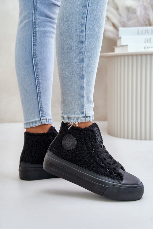 Утеплені жіночі кросівки з овечої шкіри Big Star OO274A443 Чорні