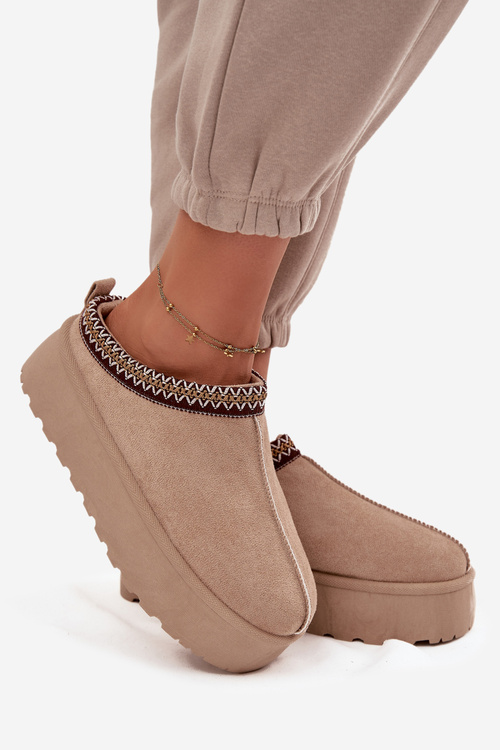 Жіночі зимові черевики з декоративним вишивкою Бежеві Jenira