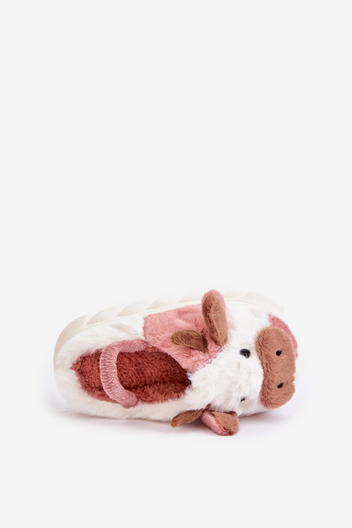 Дитячі пухнасті тапочки з мотивом корови, рожевий таморрін