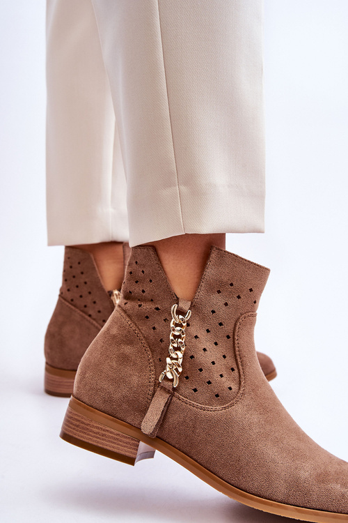 Жіночі замшеві чоботи на блискавці бежеві Belliano