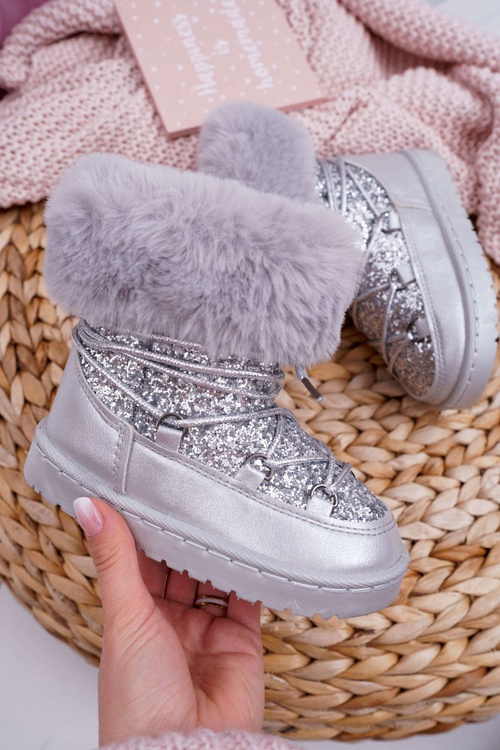 Дитячі утеплені чобітки Снігові чобітки з хутром Silver Nicola