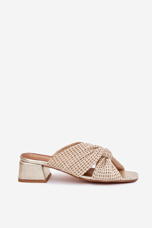 Жіночі Сандалі На Каблуку Maciejka 06955-25 Бежево-Золоті