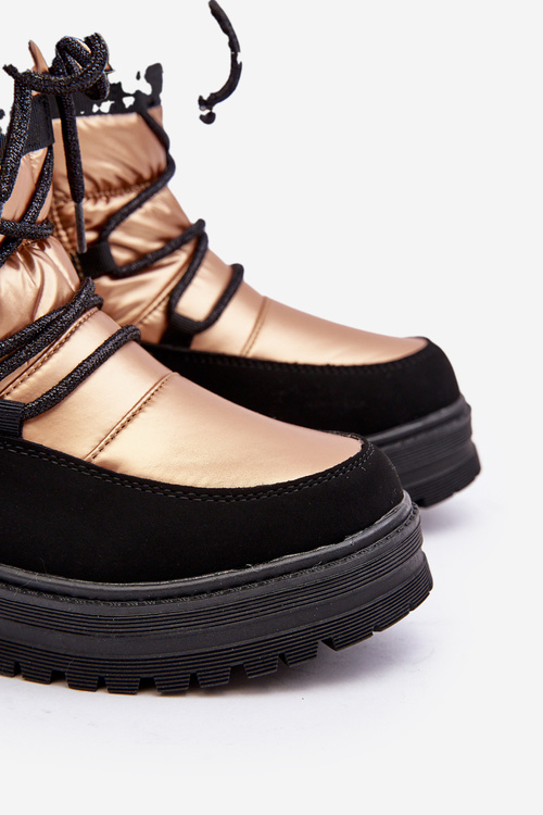 Дитячі водонепроникні снігові черевики на підкладці з вовни золотого кольору