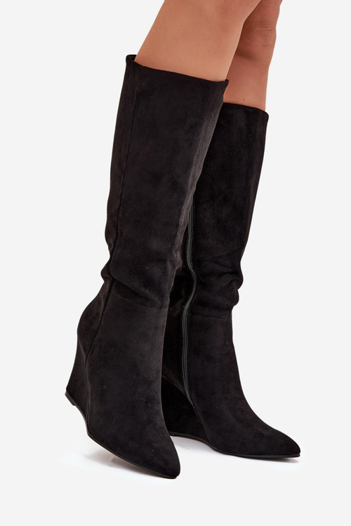 Утеплені Жіночі Чоботи На Платформі Чорні Росина