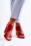Шкіряні босоніжки з вирізом червоного маронного кольору