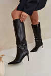 Жіночі чоботи на підборах з ремінцем чорні Lisanne