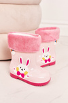 Дитячі утеплені чоботи з зайчиком рожеві