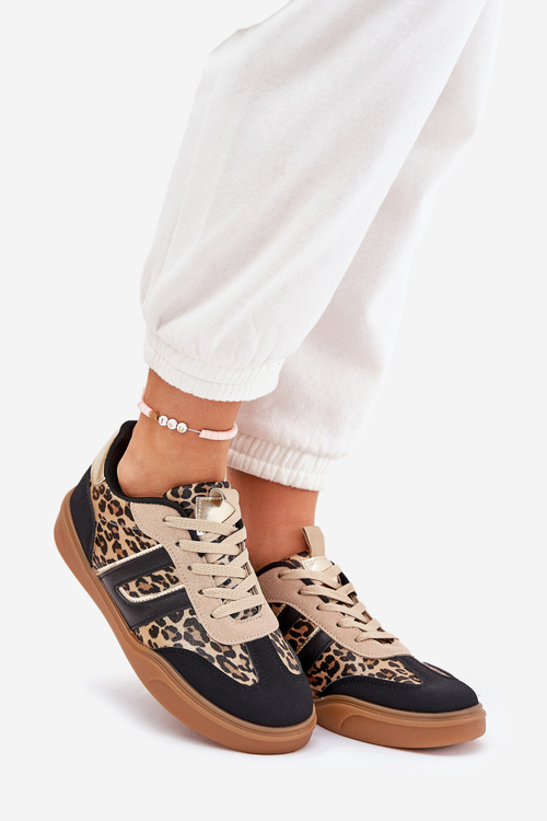 Жіночі Кросівки З Еко Шкіри Леопардові Чорні Satylies