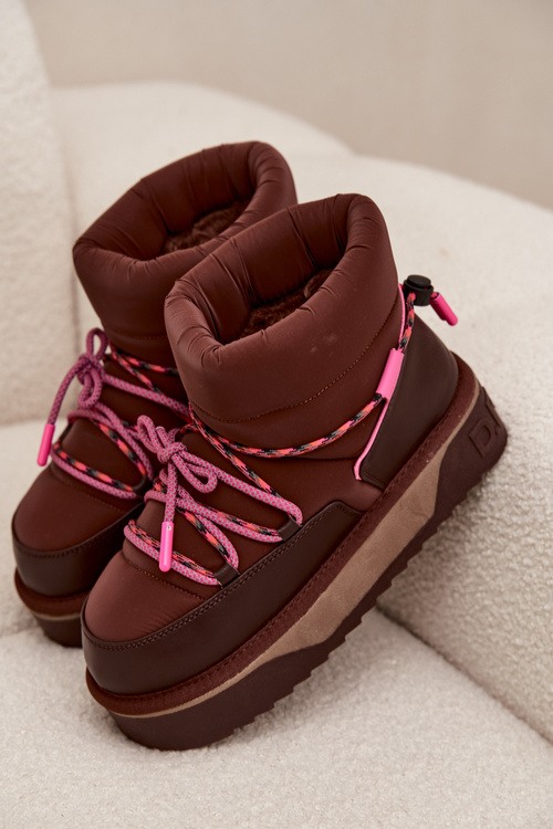 Снігові черевики на платформі D.Franklin DFSH371015 Шоколадні