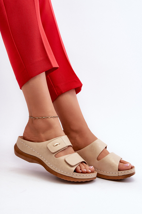 Світлі жіночі сабо зі штучної шкіри бежеві Frellia