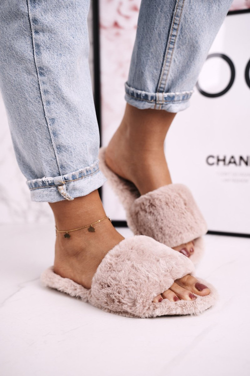 Жіночі пухнасті тапочки світло-коричневого кольору Cold Days