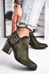 Чоботи жіночі на підборах Maciejka Leather Olive 04812-24