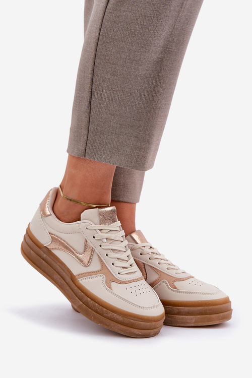 Жіночі кросівки на платформі бежеві Annines