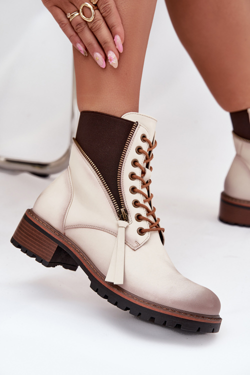 Жіночі утеплені чоботи на платформі Vinceza 58559 бежеві