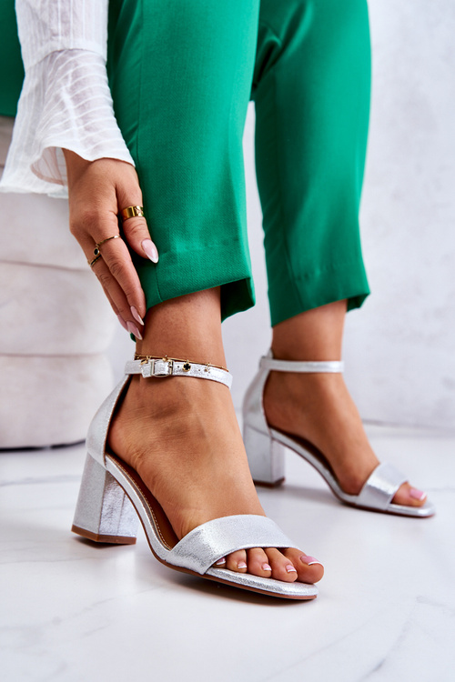Модні жіночі босоніжки на каблуці Silver Lucida
