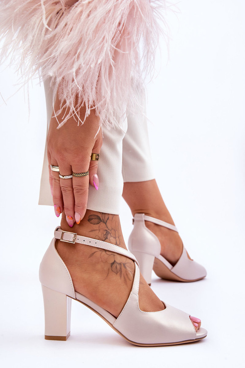 Жіночі босоніжки на високих підборах Sergio Leone SK864 Pearl Beige