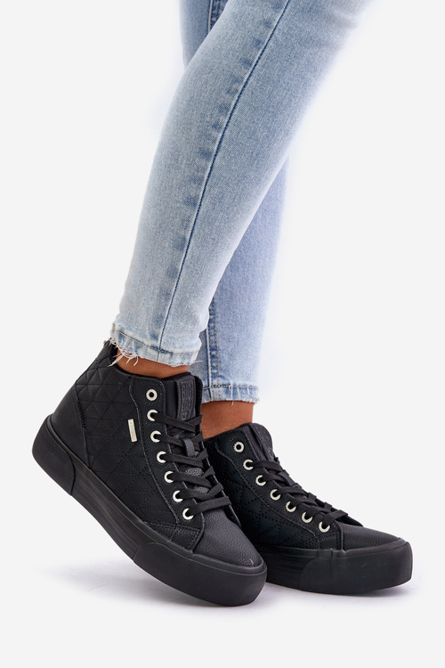 Теплі жіночі кросівки зі швами Big Star OO274A480 Чорні