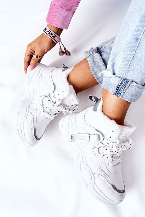 Жіночі утеплені зимові черевики Кросівки білі Kaphia