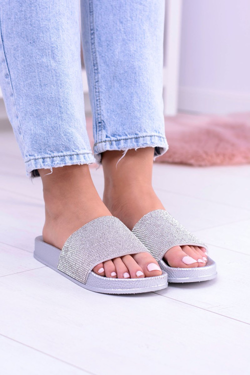 Жіночі шльопанці з цирконію MadameCristal Silver