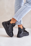 Легке лаковане спортивне взуття на платформі з натуральної шкіри Artiker 55C1049 Чорне