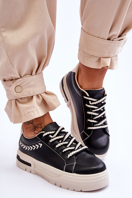 Зручне жіноче спортивне взуття на платформі Чорно-бежевий Деван