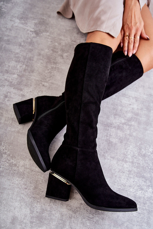 Класичні замшеві чоботи з чорною застібкою-блискавкою