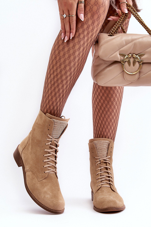 Жіночі замшеві бежеві чоботи Nicole 2848