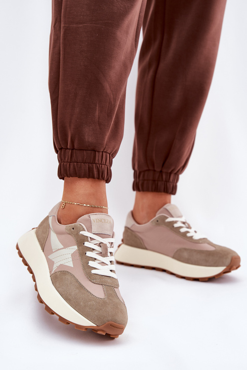 Жіночі Спортивні Черевики З Замші На Платформі Vinceza 66720 Бежеві