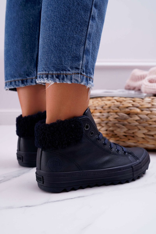 Жіночі кросівки Big Star на високих підборах темно-сині EE274147