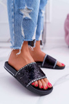 Жіночі шльопанці чорні переливаються Nice