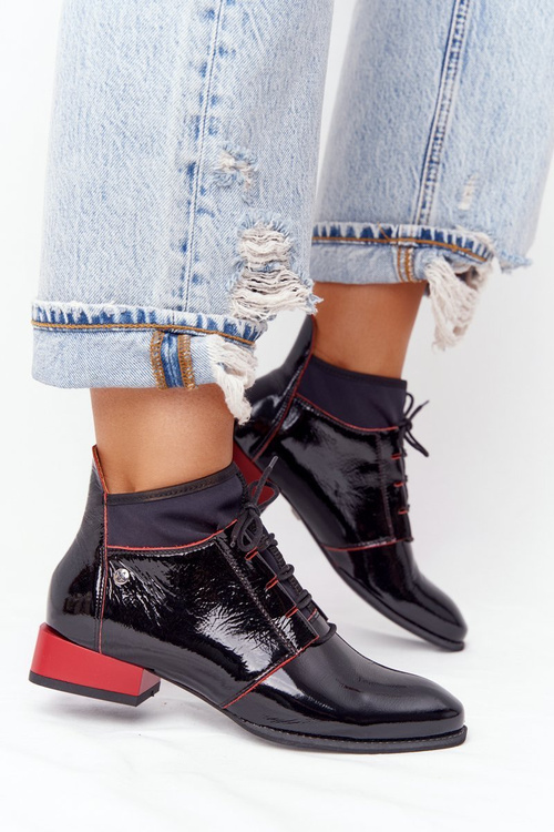 Чоботи шкіряні Maciejka 04744-16 чорно-червоні