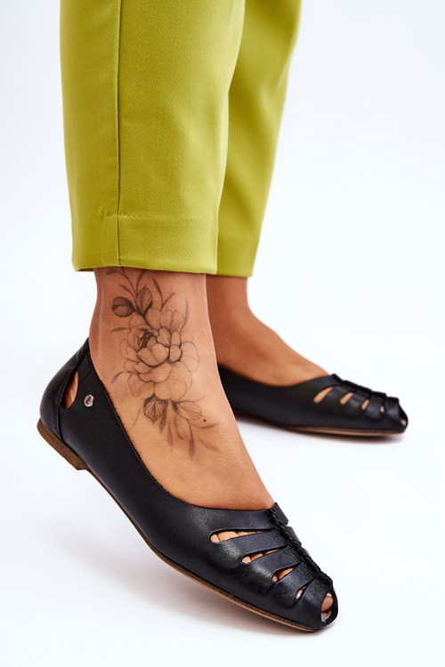 Зручні шкіряні жіночі балетки Black Luka